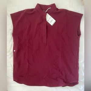 Figs NWT TOP: Burgundy Rafaela™ - Mandarin Collar Scrub Top - XXS / Burgundy